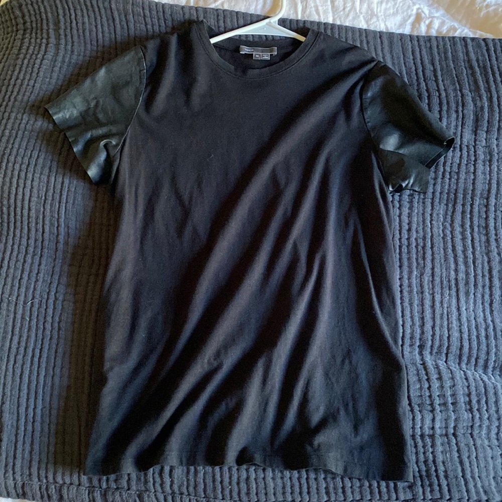 Vince leather sleeve t-shirt